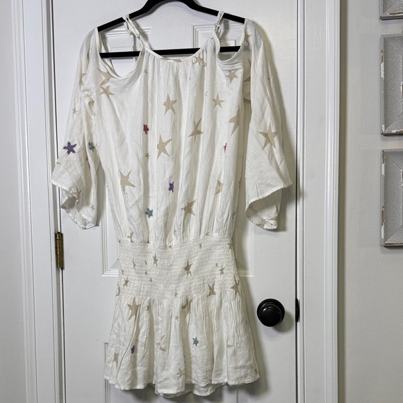 Surf Gypsy Star Embroidered Tassel Boho Cold Shoulder Tunic Dress Swim Coverup M - Picture 8 of 8